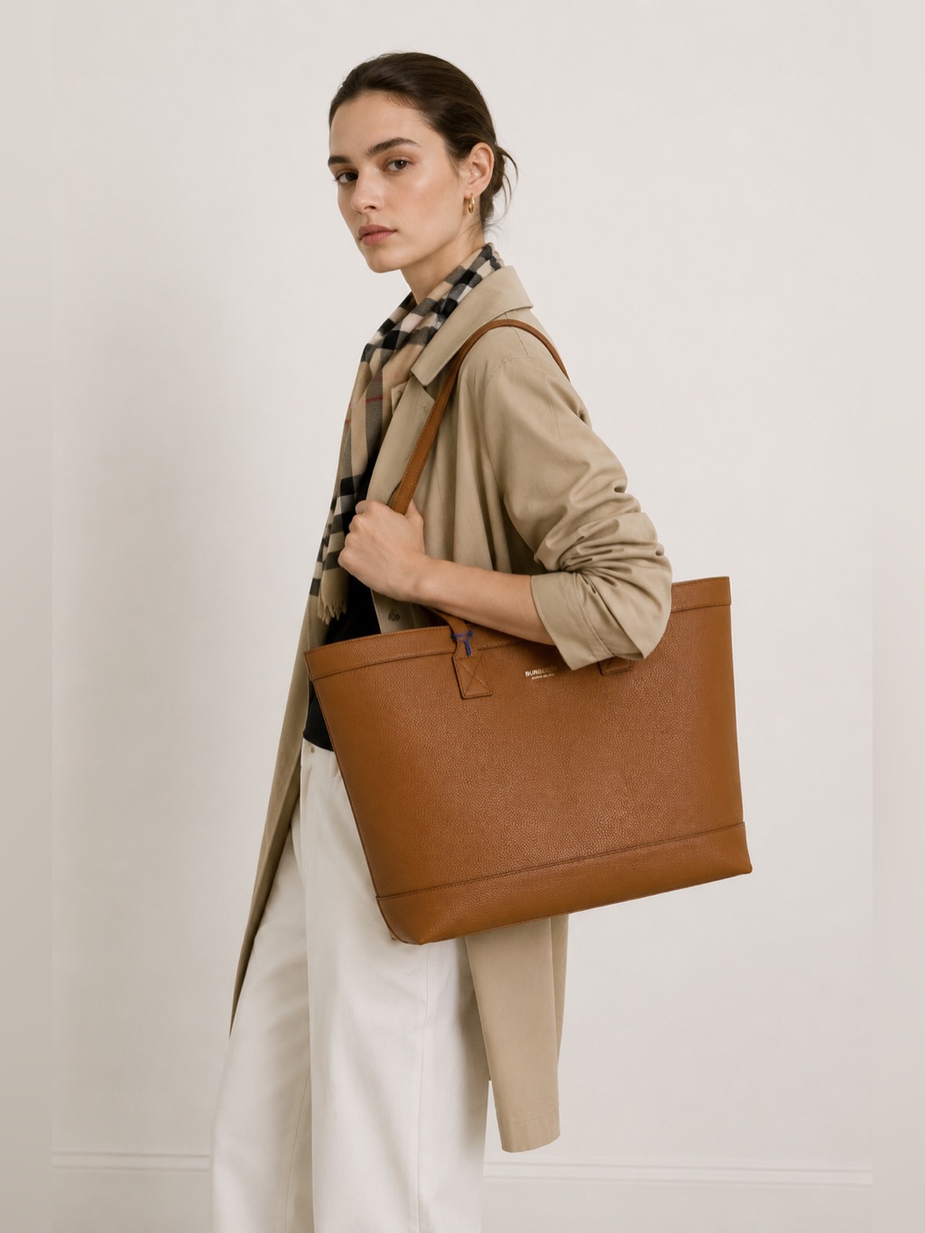 Burberry Tan Leather Tote Bag